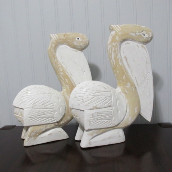Carved Wood Pelicans - Picture 2 of 3